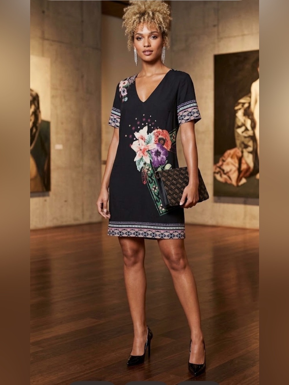Desigual Floral Midi Dress in Black & Other Colours